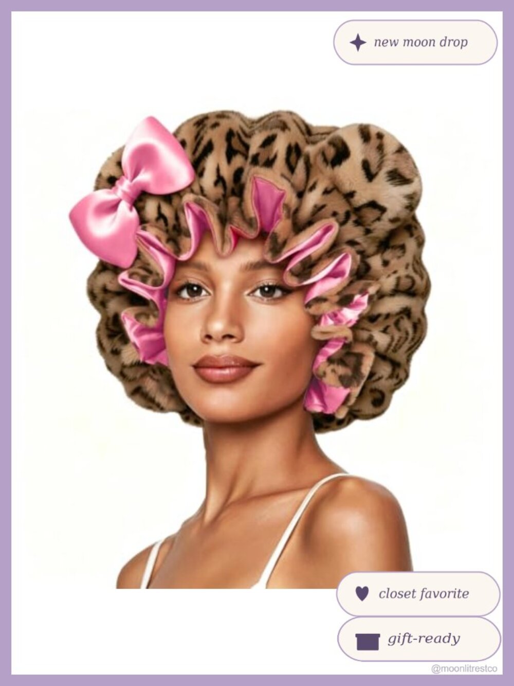 Plush Satin Lined Sleep Bonnet with Bow Cozy Winter Hair Cap
